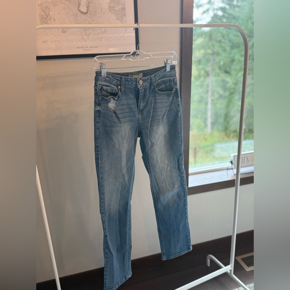 KanCan Distressed Blue Straight Leg Jeans - Picture 1 of 4